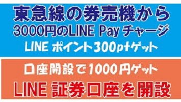 東急線券売機とLINE証券口座開設キャンペーン