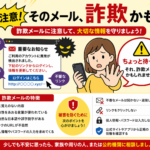詐欺メールを見分ける注意喚起イラスト