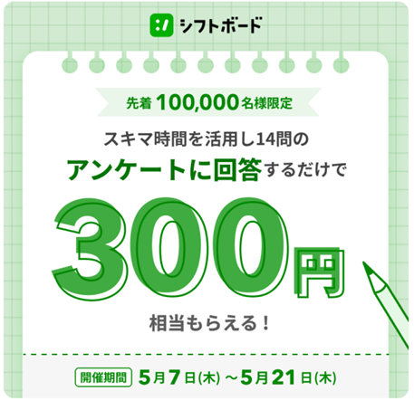 シフトボード先着10万アンケートキャンペーン