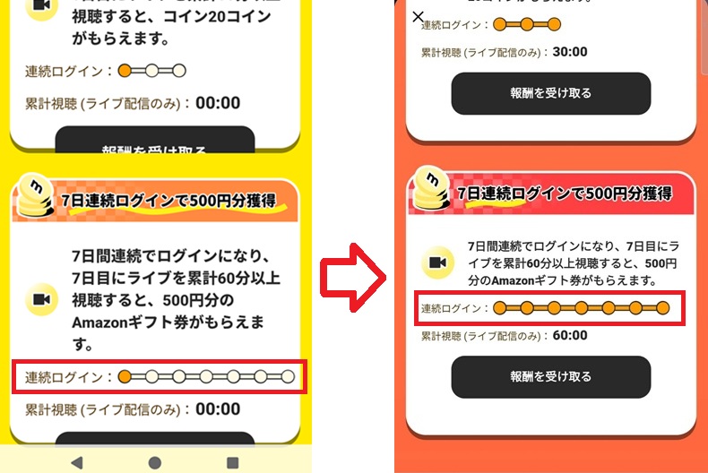 ログイン視聴報酬